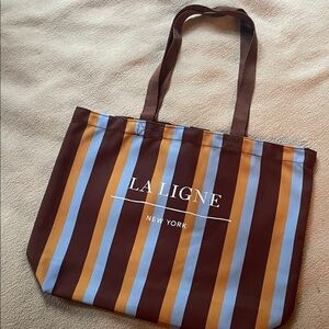 La Ligne Brown and Blue Striped Tote